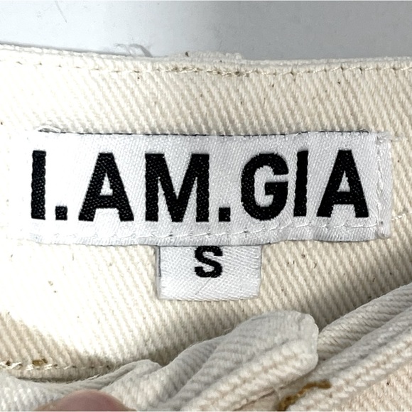 I.AM.GIA. Straight Leg Jeans Size S Off White Cream Ecru  Faux Back Pockets - Picture 3 of 16